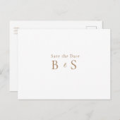 金ゴールドシンプルモノグラムホワイトウェディング日付を保存 ポストカード (正面/裏面)