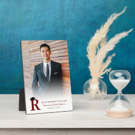 金ゴールドシンプルモノグラムモダン写真卒業イーゼル フォトプラーク