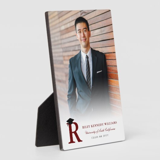 金ゴールドシンプルモノグラムモダン写真卒業イーゼル フォトプラーク (側面)