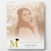 金ゴールドシンプルモノグラムモダン卒業写真 フォトプラーク (正面)