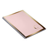 金ゴールドシンプルモノグラム枠 | ピンク ノートブック (右側)