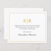 金ゴールドシンプルモノグラム葬儀予算サンキューカード (正面/裏面)