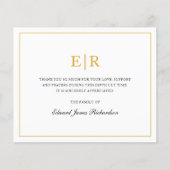 金ゴールドシンプルモノグラム葬儀予算サンキューカード (正面)