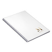 金ゴールドシンプルモノグラム | ヘビーホワイト ノートブック (右側)