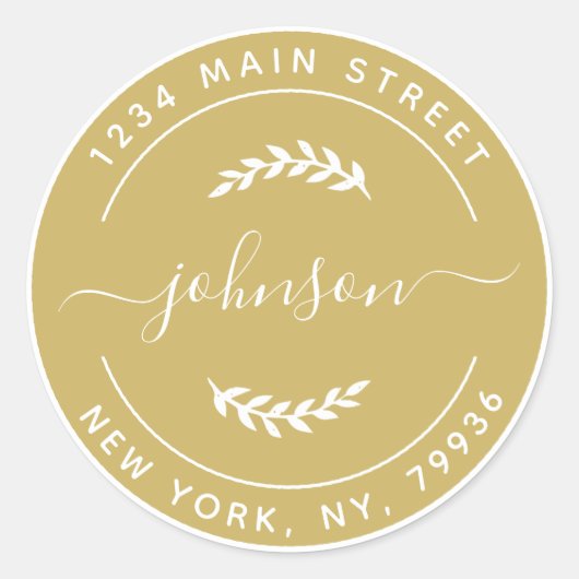 金ゴールドシンプルラウンド差出人住所 ラウンドシール (正面)