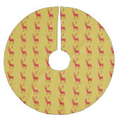 金ゴールドシンプルレッドトナカイのクリスマスクリスマスパターン ブラッシュドポリエステルツリースカート (正面)