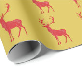 金ゴールドシンプルレッドトナカイのクリスマスクリスマスパターン ラッピングペーパー (ロールコーナー)