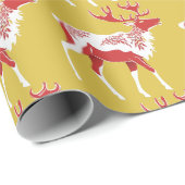 金ゴールドシンプルレッドトナカイのクリスマスクリスマスパターン ラッピングペーパー (ロールコーナー)