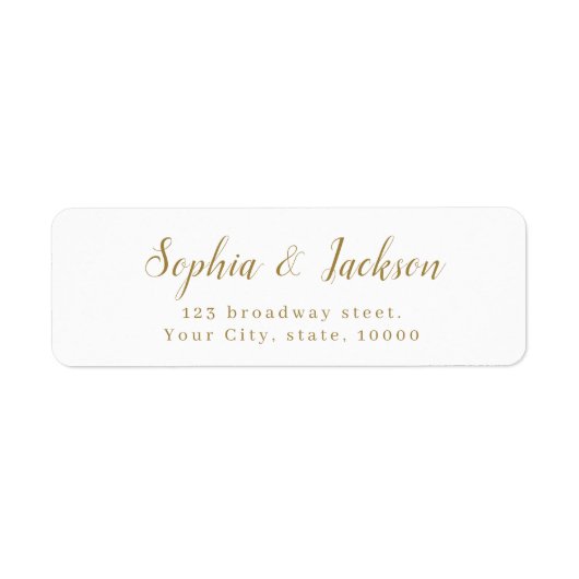 金ゴールドシンプルロエレガントマンティック脚本差出人住所 ラベル (正面)