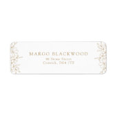 金ゴールドシンプルロマンチックさくらんぼブロッサム差出人住所 ラベル (正面)