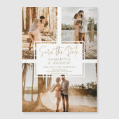 金ゴールドシンプル保存日付3 photo grid collage (正面)