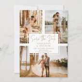 金ゴールドシンプル保存日付3 photo grid collage セーブザデート (正面)