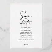 金ゴールドシンプル保存日付3 photo grid collage 箔招待状 (裏面)