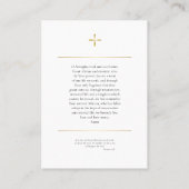 金ゴールドシンプル写真正当葬式祈りの言葉カード プレイスカード (裏面)