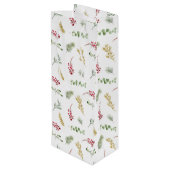 金ゴールドシンプル冬の緑の水の色クリスマス ワインギフトバッグ (裏面アングル)