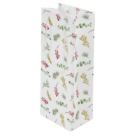 金ゴールドシンプル冬の緑の水の色クリスマス ワインギフトバッグ