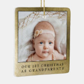 金ゴールドシンプル初めてのクリスマス祖父母2枚の写真 セラミックオーナメント (右)