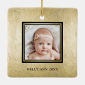 金ゴールドシンプル初めてのクリスマス祖父母2枚の写真 セラミックオーナメント (裏面)