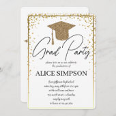 金ゴールドシンプル卒業党招待状 招待状 (正面/裏面)