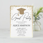 金ゴールドシンプル卒業党招待状 招待状 (スタンド正面)