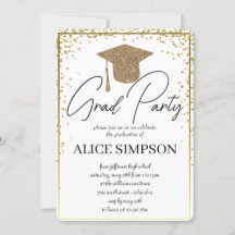 金ゴールドシンプル卒業党招待状