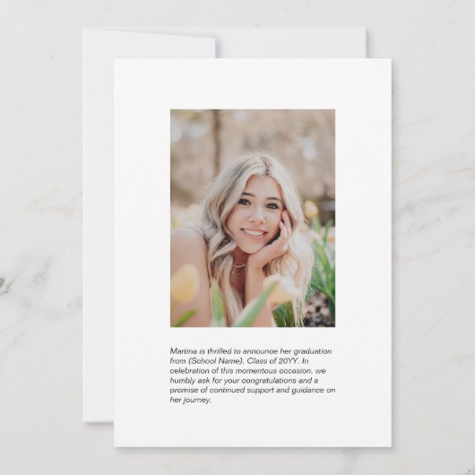 金ゴールドシンプル卒業写真の発表 案内状 (裏面)