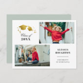 金ゴールドシンプル卒業式キャップフォト卒業パーティー インビテーションポストカード (正面/裏面)