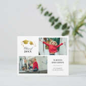 金ゴールドシンプル卒業式キャップフォト卒業パーティー インビテーションポストカード (スタンド正面)