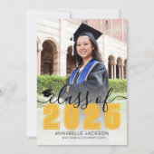 金ゴールドシンプル台本大学院写真卒業 案内状 (正面)