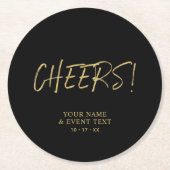 金ゴールドシンプル応援大人の誕生日パーティールパプ ラウンドペーパーコースター (正面)