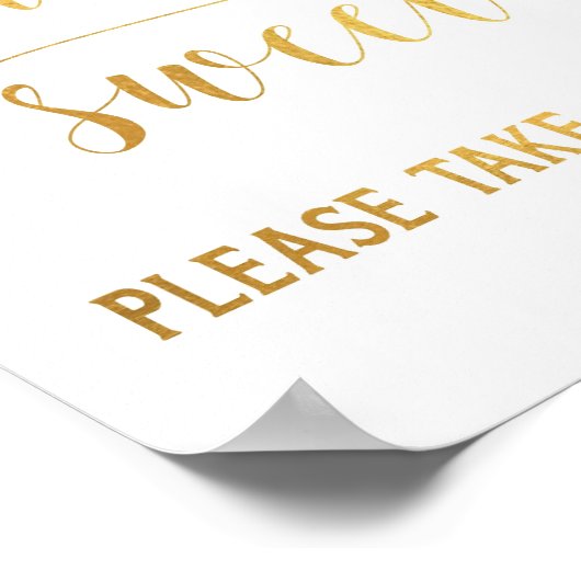 金ゴールドシンプル愛は甘いトリートサインをお願い ポスター (角)