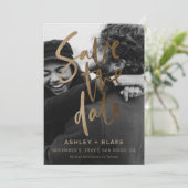 金ゴールドシンプル手書き書道写真 セーブザデート (スタンド正面)