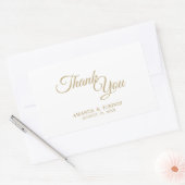 金ゴールドシンプル書道ありがとう 長方形シール (封筒)