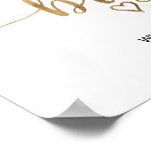 金ゴールドシンプル書道ブライダルシャワーへようこそ ポスター (角)