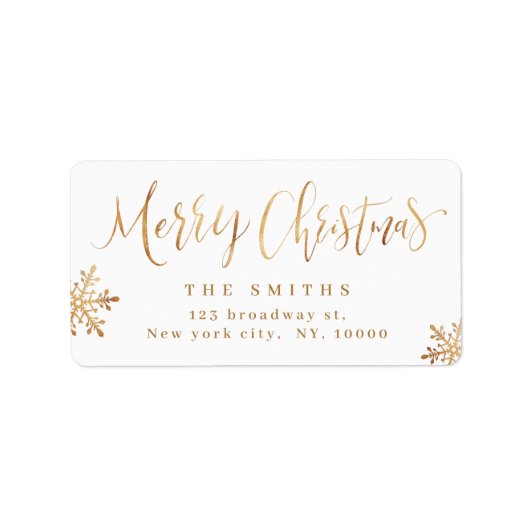 金ゴールドシンプル書道メリークリスマスアドレス ラベル (正面)