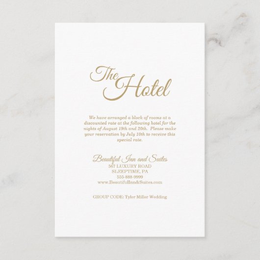 金ゴールドシンプル書道宿泊施設 エンクロージャーカード (正面)