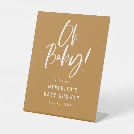 金ゴールドシンプル書道男女兼用赤ちゃんシャワー 台座サイン (正面)