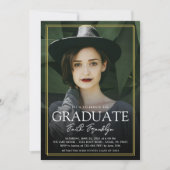 金ゴールドシンプル枠2光垂直卒業 招待状 (正面)