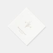 金ゴールドシンプル植物モノグラム結婚ラスチス スタンダードカクテルナプキン (角)