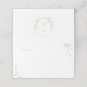 金ゴールドシンプル植物冠モノグラ結婚ム プレイスカード (外部開封)