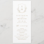 金ゴールドシンプル植物冠モノグラ結婚ム プログラム (正面)