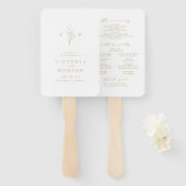 金ゴールドシンプル植物単品式結婚式プログラム ハンドファン (正面&裏面)