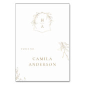 金ゴールドシンプル植物紋章モノグラム座席表 テーブルナンバー (正面)