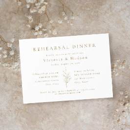 金ゴールドシンプル植物葉のリハーサル 招待状