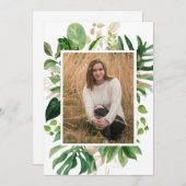 金ゴールドシンプル熱帯写真モダン卒業 案内状 (正面/裏面)