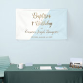 金ゴールドシンプル男の赤ちゃんバプテスマの最初の誕生日 横断幕 (トレードショー)