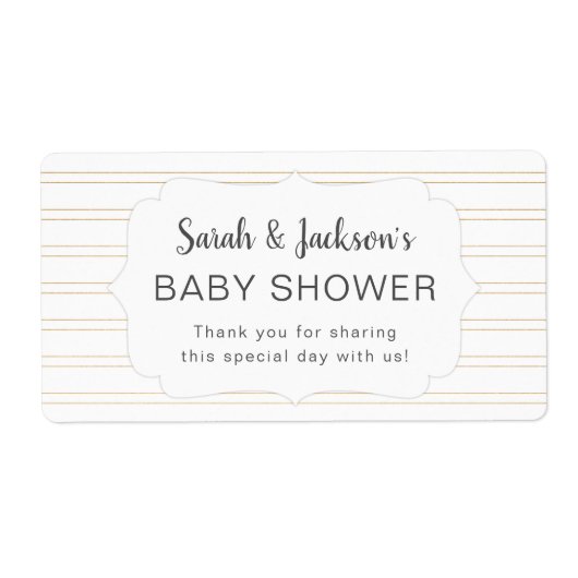 金ゴールドシンプル白ベビーシャワー感謝していお気に入り ラベル (正面)