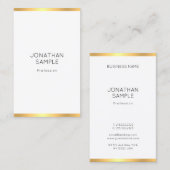 金ゴールドシンプル白モダンプロフェッショナルテンプレート 名刺 (正面/裏面)