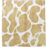 金ゴールドシンプル白大型牛斑動物パターン シャワーカーテン (正面)