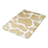 金ゴールドシンプル白大型牛斑動物パターン バスマット (アングル)